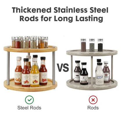 10 inch 2 Tier Lazy Susan, Rotating Spice Rack Organizer for Cabinet | Turntable Organizer for Kitchen, Pantry, Countertop, Bathroom, Vanity, Cabinet, Spining Spice Storage