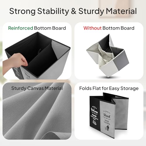 Opret 2 Compartment Large Shoe Cover Box Black Grey, Real Estate Agent Supplies, Disposable Shoe Cover Dispenser Box for Open House, Foldable Storage Bin - color: Black Grey