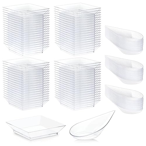 Juvale Appetizer Plates & Teardrop Spoons Set - With Plastic Appetizer Spoons - Durable Disposable Construction - Disposable Dishes & Party Supplies - 72-Piece 2.5" Plates & 3.75" Utensils, Black