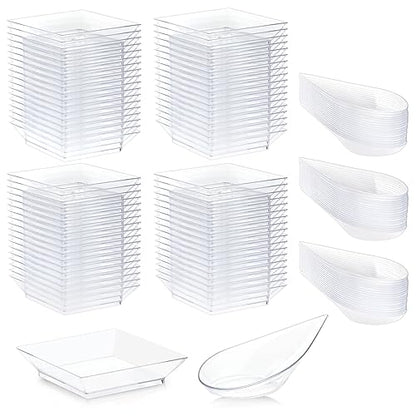 Juvale Appetizer Plates & Teardrop Spoons Set - With Plastic Appetizer Spoons - Durable Disposable Construction - Disposable Dishes & Party Supplies - 72-Piece 2.5" Plates & 3.75" Utensils, Black