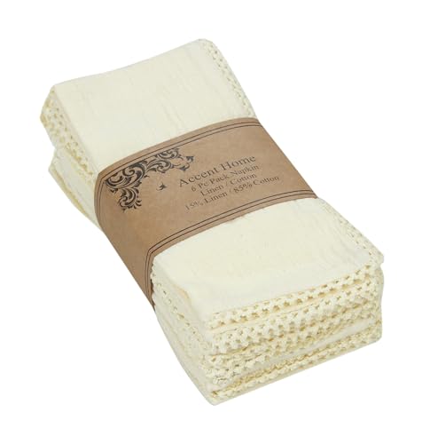 ACCENTHOME Cream Cloth Napkins Set of 6 18x18 inch Cotton Dinner Napkins - Washable Soft Premium Hotel Quality Reusable Napkins Perfect Table Napkins for Family Dinners, Weddings & Everyday Use | Cotton Linen Blend Napkins, Machine Wash On Gentle Cycle, E