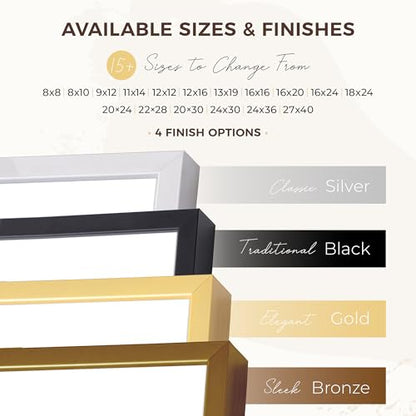 RICHFOCUS 27x40 inch Poster Frame Gold|27 x 40 Large Picture Frame Matted to 24x36|Metal Aluminum 40x27 Art Frame for Wall with Tempered Glass Wall Hooks Included, 1 Pack - color: Gold, size: 27x40-1P-Tempered Glass