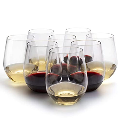 D'Eco 100% Tritan 20 oz Wine Glasses, Shatterproof Glassware, 8 Pack | Reusable, Crystal-Clear Plastic BPA-Free Tumblers for Red and White Wine, Indoor & Outdoor Cups For Parties & Entertaining