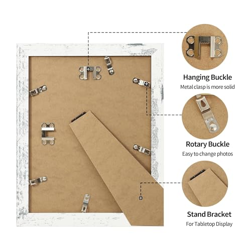 iRahmen 8.5x11 Picture Frame Set of 4, Distressed White Certificate Frame with Real Glass, Wood Photo Frames 8.5 by 11 Diploma Document for Wall Hanging and Tabletop Display - color: Distressed White, size: 8.5X11