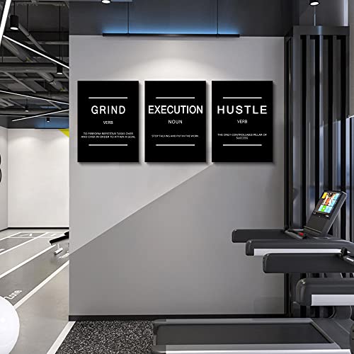 Framed Canvas Wall Art Success Quote, Office Wall Art, Black Large Poster, Positive Motivational Set of 3 Prints, Execute Failure Definition, Inspirational Print (B-3pcs,12x16inchx3pcs) - color: B-3pcs, size: 12x16inchx3pcs