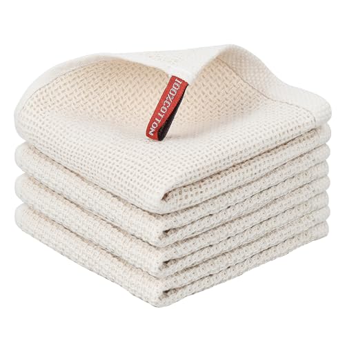 Nialnant 100% Cotton Cleaning Cloth,4 Pack Waffle Weave Cleaning Towels,Super Absorbent Dish Rags for Washing Dishes-12x12 Inch,Beige - color: Beige, size: 12 x 12 - 4 Pack