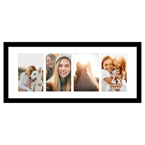 VIOLABBEY 8x20 Collage Picture Frame Black, Fits Four 4x6 Photos with Mat | Fits One 8x20 Pictures without Mat for Wall, Wall Decor - color: Black, size: 8x20-1Pack