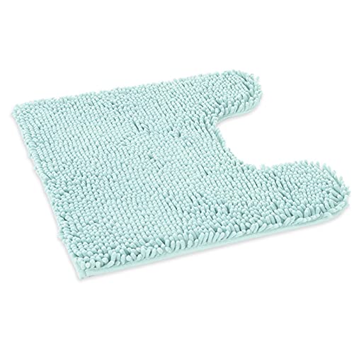 Standard 24"x21" U-Shaped Non-Slip Shaggy Chenille Toilet Contour Bathroom Rug with Water Absorbent, Spa Blue - color: Spa Blue, size: 24" x 21" (U-Shaped)