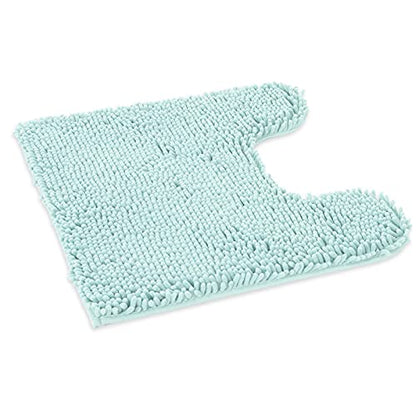 Standard 24"x21" U-Shaped Non-Slip Shaggy Chenille Toilet Contour Bathroom Rug with Water Absorbent, Spa Blue - color: Spa Blue, size: 24" x 21" (U-Shaped)