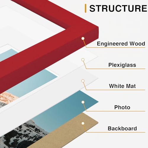 Vittanly 12 Pack Gallery Wall Frame Set, Red, Yellow, Blue | Gallery Wall Frame Set: 4pcs 8x10, 4pcs 5x7 & 4pcs 4x6 Photos for Wall & Table, Picture Frames made of Engineered Wood - color: Red & Yellow & Blue