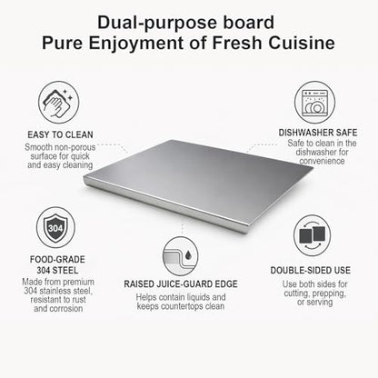 Stainless Steel Cutting Board with Counter Lip,Metal Pastry Board Kitchen | Non-Slip Kitchen Chopping Board, Dishwasher Safe, for Meat Vegetables Fruits Bread Baking 15.74x20.47Inch - size: 0.1"L x 0.1"W