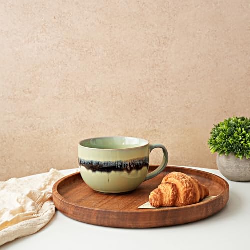 Bosmarlin Ceramic Large Coffee Mug Set of 2, 23 Oz, Jumbo Mug Soup Bowls with Handles, Dishwasher and Microwave Safe (23 Oz, Turquoise Green Light) - color: Turquoise Green Light
