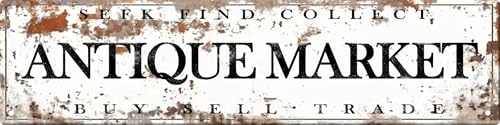 Antique Market Street Sign Retro Funny Wall Decor Metal Tin Signs Fall Season Horror Theme Inappropriate Humor Bar Home College Dorm Decor 16x4 in - color: Antique Market