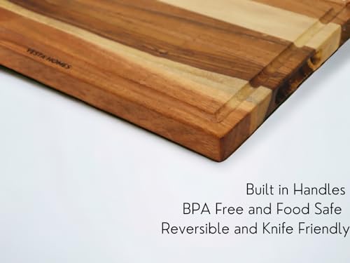 Vesta Homes Wooden Edge Grain Cutting Board/Chopping, Serving Board/Block for Vegetables, Fruits, Cheese and Charcuterie | Natural Acacia Wood | 15 * 10 * 1 Inches | Handcrafted in India - size: 15"L x 10"W