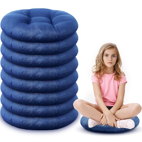 Fumete 8 Pcs 16 Inch Floor Cushions Pillow for Kids Bulk Classroom Round Flexible Seating Floor Cushions for Students Home Daycare School Reading Corner Yoga Meditation Picnic (Jewelry Blue) - color: Jewelry Blue