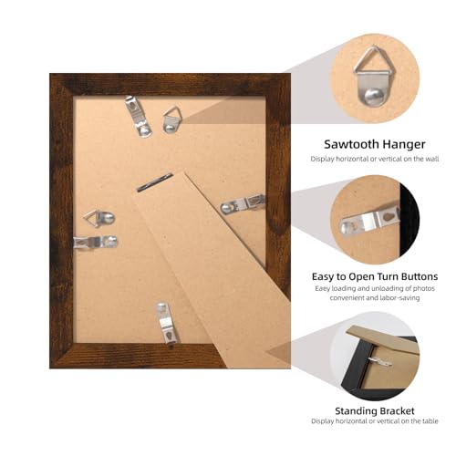 iRahmen 6x8 Picture Frame with Mat 4x6 - High Definition Real Glass Wooden Photo Frames for Tabletop Display and Wall Mounting (Dark Brown, Set of 4) - color: Dark Brown, size: 6X8