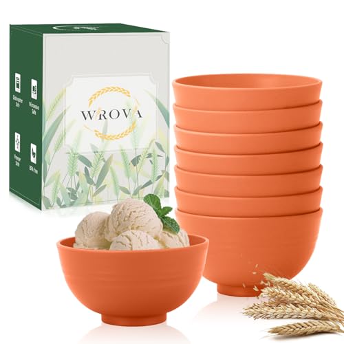 wheat straw small bowls 10oz set of 8 - Unbreakable Dessert Bowls - Mini Bowl Sets for Ice Cream,Snack and Fruits - Microwave & Dishwasher Safe Appetizer Bowls. Orange - color: Orange, size: 10 oz
