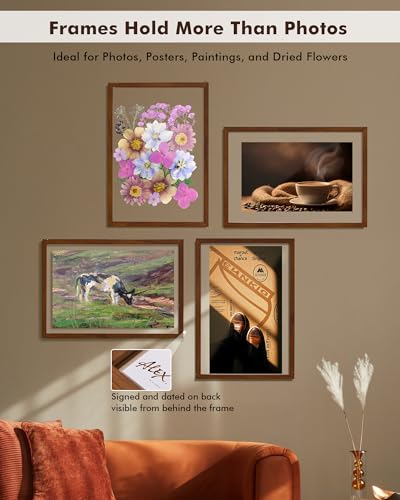 DLQuarts 13x19 Floating Picture Frame for 11x17/11x14 Photos, 2-Pack Solid Wood Double Plexiglass Wall Art Frames, Any Size Photo up to 13x19 Display, Black Walnut - color: Black Walnut, size: 13x19