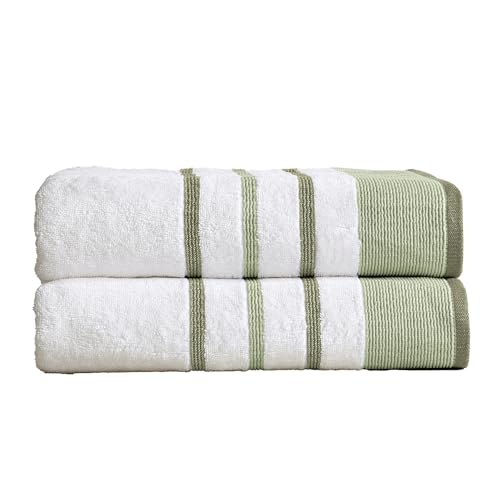 Great Bay Home Decorative Oversized Bath Sheet Set - Cotton 2 Pack 68x35 Extra Large Towels - Durable Towels for Bathroom Decor (Desert Sage Green/Moss Green) - color: Desert Sage Green / Moss Green, size: Bath Sheet (Pack of 2)