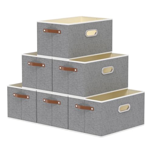 Yawinhe Collapsible Fabric Storage Bins,15.0x9.8x8.3in,Grey,6-Pack | Foldable Storage Baskets for Shelves, Closet Boxes for Organization, Washable Closet Organizer for Towels, Canvas Bins - color: Grey, size: 15.0x9.8x8.3inch(6-Pack)
