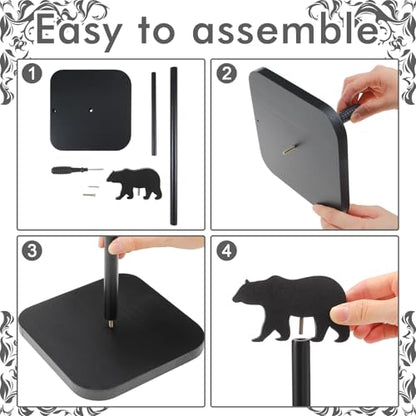 Leinuosen Cabin Bear Paper Towel Holder Farmhouse Bear Wooden Paper Towel Holder Black Bathroom Countertop Accessories Kitchen Stand Organizer Standing Apartment Decor Housewarming Gift - style: Black Bear
