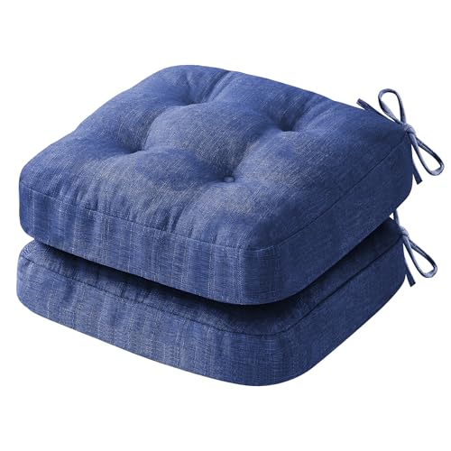 IASEAHK Chair Cushions, Dining Chair Cushions, Tufted Indoor Chair Pads, Set of 2, Navy Blue, 16.5'' x 16.5'' x 3.5'' - color: Navy Blue, size: Pack of 2