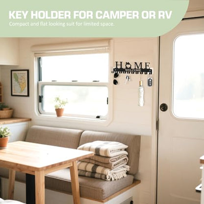 Key Holder Wall Mount, Adhesive Key Hanger with 10 Hooks, Black | Metal Material, 2 Mount Options, Compact Design, Cute Wall Decoration, Suit for Entryway, Doorway, Hallway, RV, Garage - style: 10 Hooks