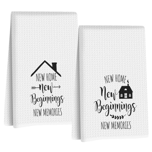 Jztco 2 Pcs Housewarming Gifts Kitchen Towels, New Home Reuse Hand Towels | Waffle Absorbent Dish Towels for Kitchen Home Decor, New Homeowner Gifts for Women Mom Friend 24x14 Inch - color: Multi 1529