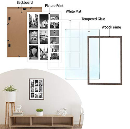 Golden State Art 9-Openings 4x6 Wood Collage Picture Frame Distressed Brown | Fits Nine 4x6 Photos, White Mat, Photo, Art,13.6x19.7 Poster or Print Display, Tempered Glass,1 Pack - color: Distressed Brown, size: 1 Pack
