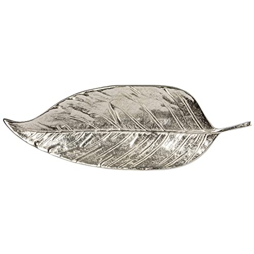 Aluminum Leaf Shaped Tray, Silver Finish