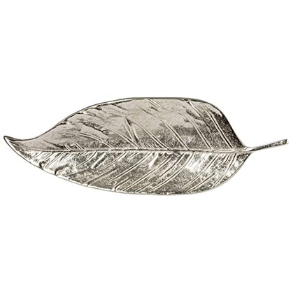 Aluminum Leaf Shaped Tray, Silver Finish