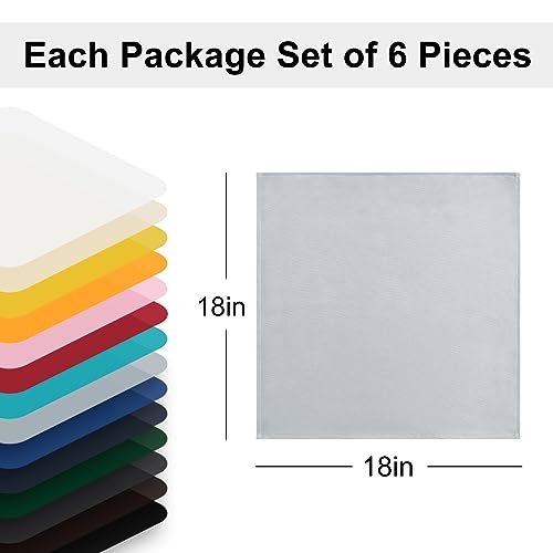 Silver Grey Cloth Napkins Set of 6, 18 x 18 Inch, Washable Dinner Napkins with Hemmed Edges for Restaurant, Wedding and Holiday - color: Silver, size: 18" x 18" (Set of 6)