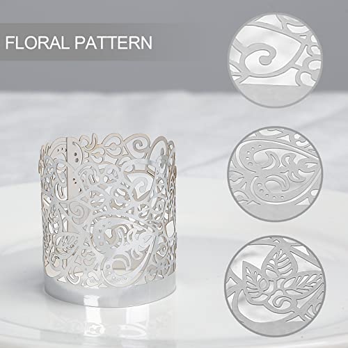 48PCS Votive Candles Holders Wraps, Silver Tea Light Candle Fairy | Home Decoration(no Bottom) - color: Silver