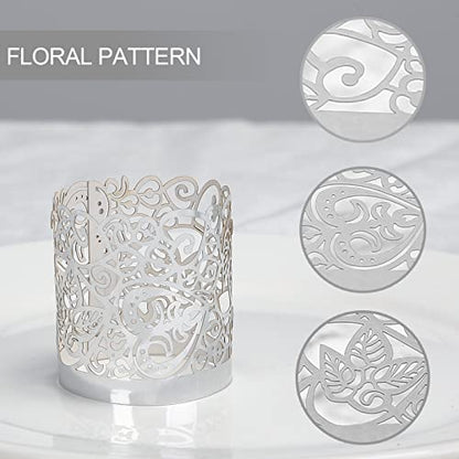 48PCS Votive Candles Holders Wraps, Silver Tea Light Candle Fairy | Home Decoration(no Bottom) - color: Silver