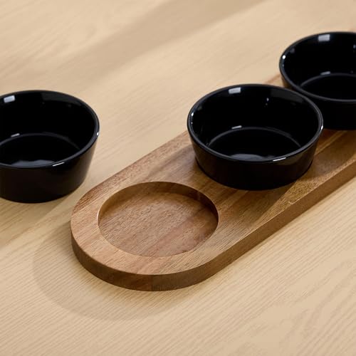 6oz Black Ceramic Chips and Dip Serving Platter For Olive Cracker Tray,Small 4Inch Bowls Cranberry Sauce Relish Dish for Appetizer,Side Dishes,Cheese ball,Dipping,Dessert,Salsa,Tapas - color: Black