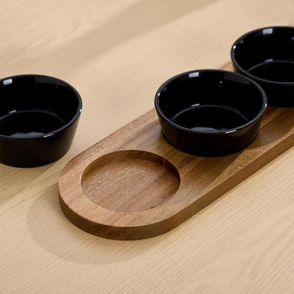 6oz Black Ceramic Chips and Dip Serving Platter For Olive Cracker Tray,Small 4Inch Bowls Cranberry Sauce Relish Dish for Appetizer,Side Dishes,Cheese ball,Dipping,Dessert,Salsa,Tapas - color: Black