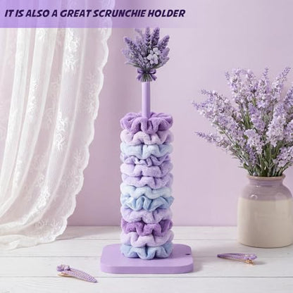 Leinuosen Lavender Paper Towel Holder Farmhouse Lavender Flower Wooden Paper Towel Holder Purple Cute Bathroom Countertop Accessories Kitchen Roll Stand Organizer Apartment Decor Housewarming Gift - style: Purple Lavender