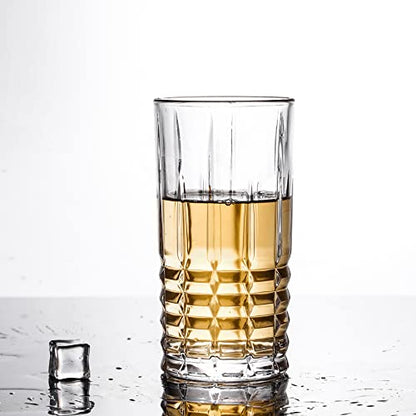 Tall Highball Drinking Glasses Set of 6, Water Glasses, Cocktail Glass 14 oz Clear - style: Style B