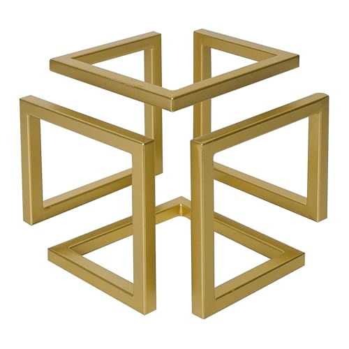 DreamsEden Geometric Cube Sculpture Gold Block Modern Statues Metal Art Decorative Desktop Ornaments