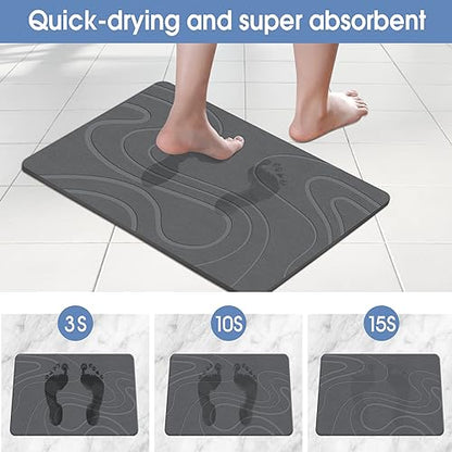 Veeloim Stone Bath Mat Diatomaceous Earth Shower Mat Non-Slip Super Absorbent Diatomite Stone Bath Mats for Bathroom Floor Quick Drying Natural Easy to Clean | Fast Drying, Super Absorbent, Non-Slip Design, Easy to Clean, Durable Diatomaceous Earth - colo