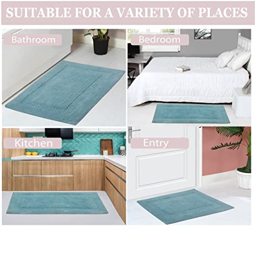 Home Weavers Classy Bathmat 100% Cotton Bathroom Rugs Set, Bathroom Décor, Washable Rug, Extra Soft and Absorbent Bath Rug, Kitchen Mat, Bath Mat Set, Bath Floor Mat Non Slip, 21"x34" Rectangle, Aqua