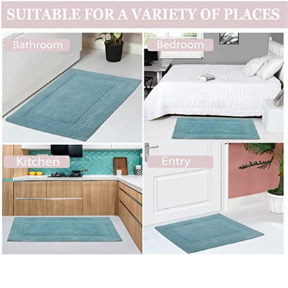 Home Weavers Classy Bathmat 100% Cotton Bathroom Rugs Set, Bathroom Décor, Washable Rug, Extra Soft and Absorbent Bath Rug, Kitchen Mat, Bath Mat Set, Bath Floor Mat Non Slip, 21"x34" Rectangle, Aqua