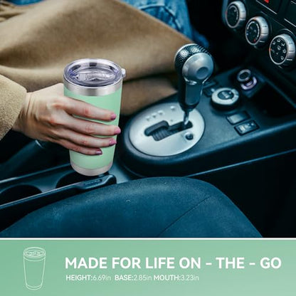 20 oz Tumbler Stainless Steel Tumblers Bulk with Lid Double Wall Insulated Coffee Tumbler Cups for Hot & Cold Drinks Powder Coated Travel Coffee Tumbler Mug Metal (Jade, 1 pack) - color: Jade, size: 20 Ounces