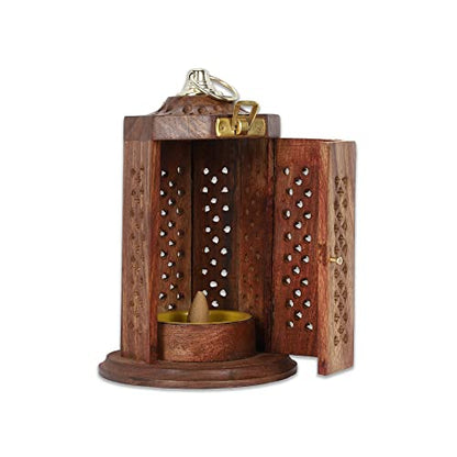Bless-International Traditional-Handmade-Burner Wooden-Incense-Stick-Holder Ash-Catcher-Stand for-Aromatherapy-Meditation-Yoga (7 Inch Letter Box Wooden Charcoal/Cone) - color: Letter Box