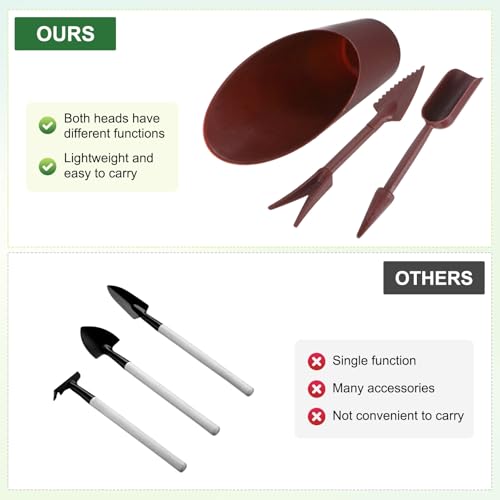 M METERXITY 2-Set Succulent Tools, Plastic 2-in-1 Mini Garden Shovel Hand Succulent Transplanting Tools Garden Shovel Transplant Trowel for Planting/Digging/Aerating/Sowing [Brown] - color: Brown