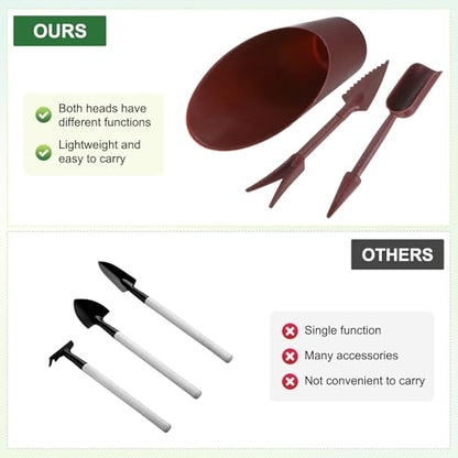 M METERXITY 2-Set Succulent Tools, Plastic 2-in-1 Mini Garden Shovel Hand Succulent Transplanting Tools Garden Shovel Transplant Trowel for Planting/Digging/Aerating/Sowing [Brown] - color: Brown