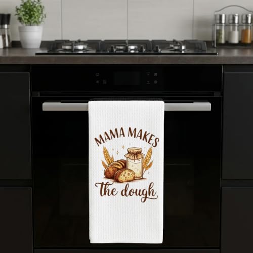 Sourdough Baking Gifts Dish Towels for Women Hostess, Baker Mom Waffle Weave Kitchen Towels for Bread Lover, Mama Makes The Dough - color: Dough
