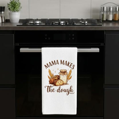 Sourdough Baking Gifts Dish Towels for Women Hostess, Baker Mom Waffle Weave Kitchen Towels for Bread Lover, Mama Makes The Dough - color: Dough
