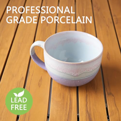 Bosmarlin Extra Large Ceramic Coffee Mug, 23 Oz, Microwave and Dishwasher Safe, Big Oversized Tea Cup for Office and Home, Reactive Glaze (Purple) - color: Purple