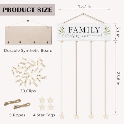 Picture Frames Collage Photo Hanging Display Picture Board Wood Rustic Frames, Where Life Begins & Love Never Ends, Rustic Wooden Farmhouse Family Home Decor - color: Family - Love Never Ends